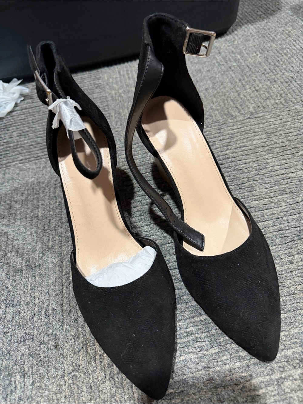 Chic Black Pointed-Toe Ankle-Strap Heels
